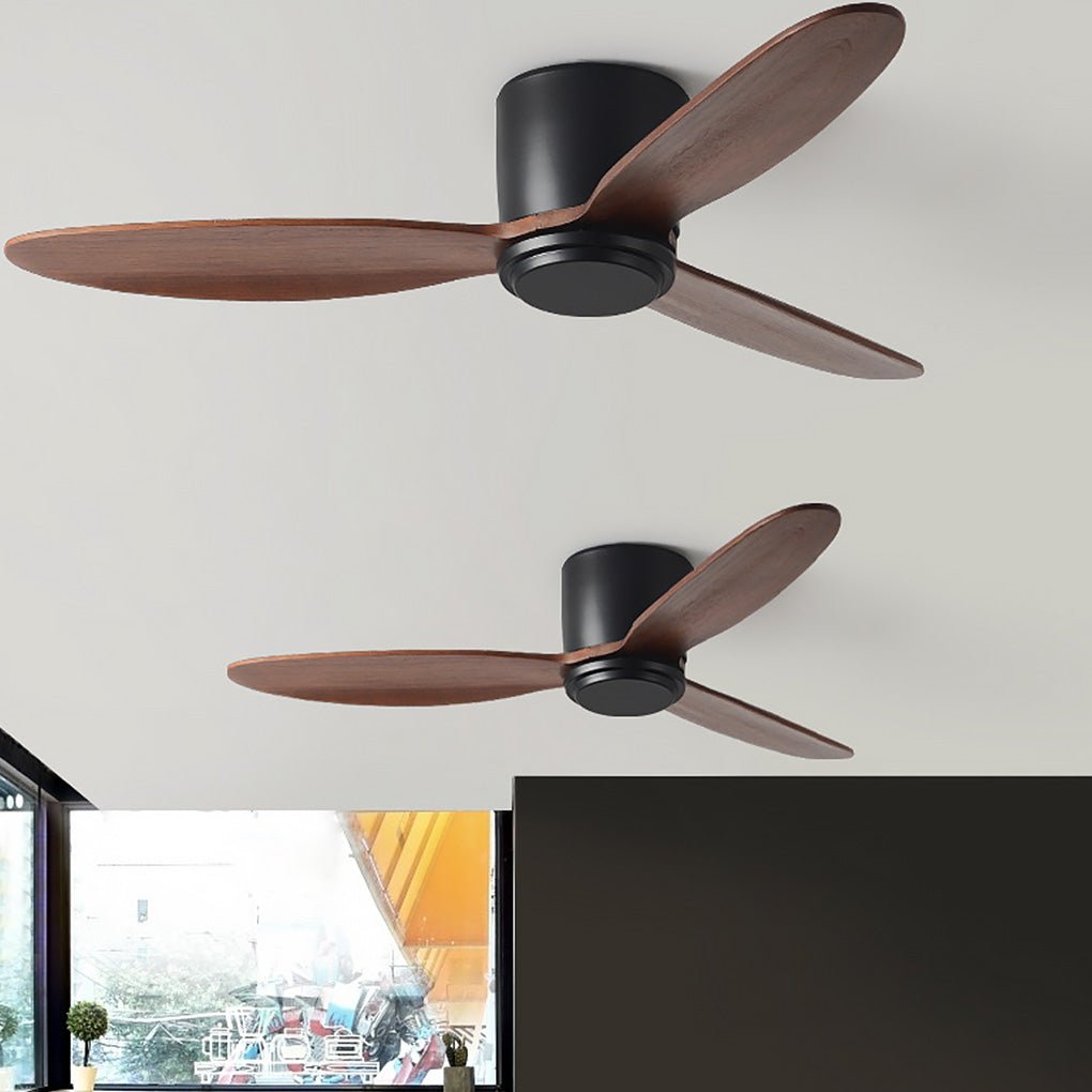 Wood Ceiling Fan with Light, Scandinavian Solid-Blade LED Fan for Living Rooms and Bedrooms, Whisper-Quiet Copper Motor