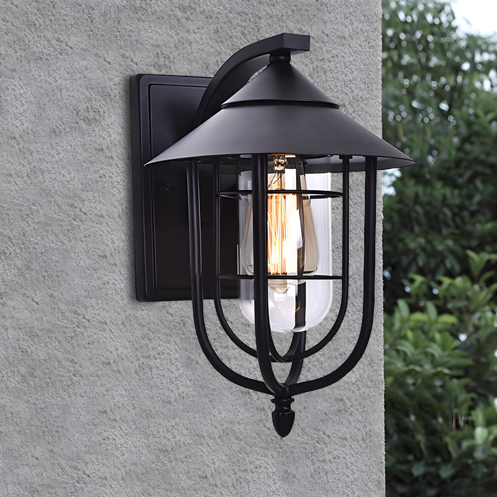 Nautical Wall Sconce, Cast Iron and Clear Glass Outdoor Lantern Light for Entryways and Gardens, Optional Motion Sensor E27 Fitting