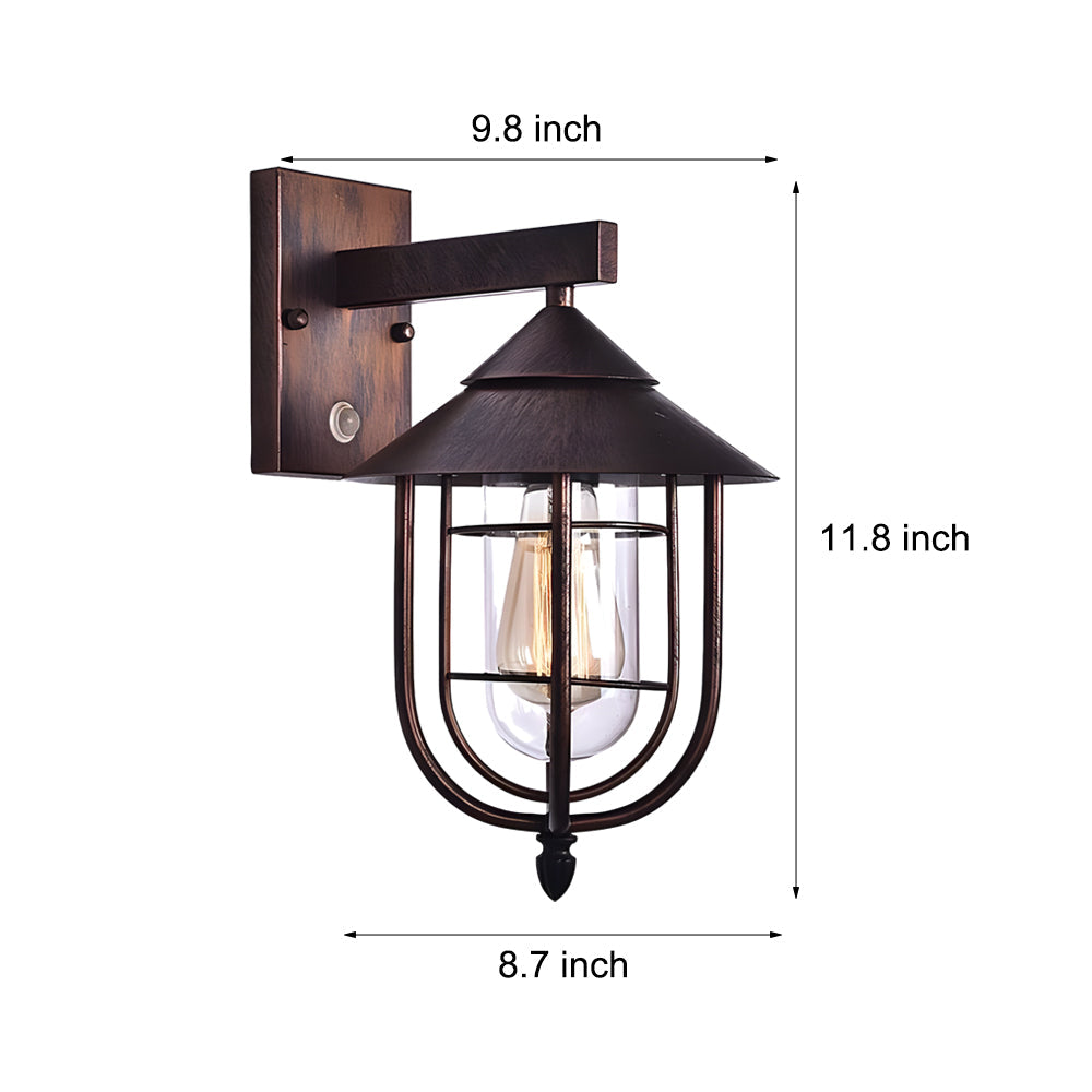 Nautical Wall Sconce, Cast Iron and Clear Glass Outdoor Lantern Light for Entryways and Gardens, Optional Motion Sensor E27 Fitting