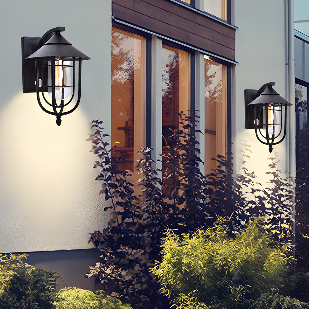 Nautical Wall Sconce, Cast Iron and Clear Glass Outdoor Lantern Light for Entryways and Gardens, Optional Motion Sensor E27 Fitting