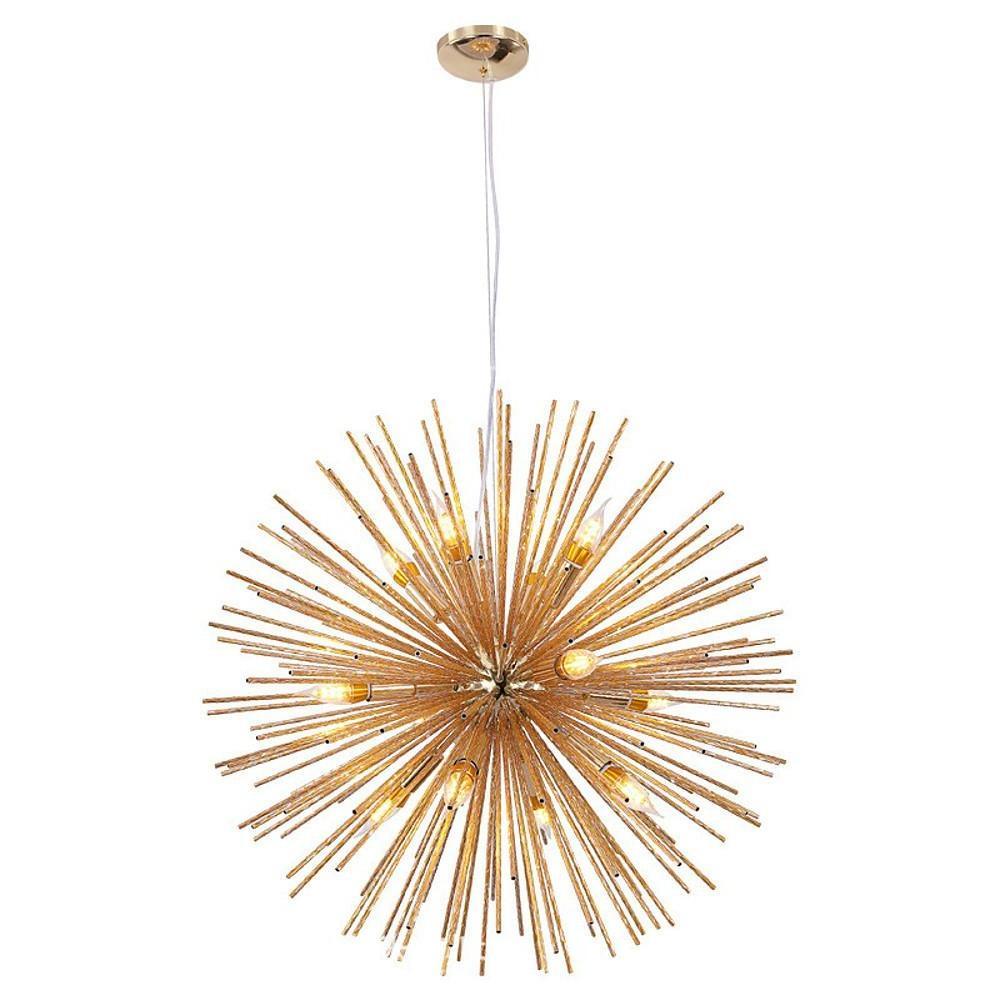 Starburst Chandelier, Electroplated Aluminum 8-Light Ceiling Fixture for Dining Room, 22 Inches
