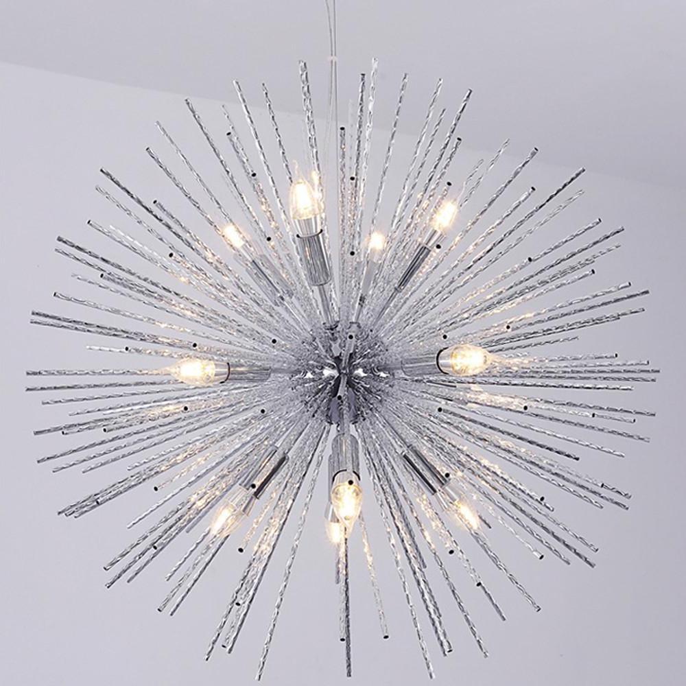Starburst Chandelier, Electroplated Aluminum 8-Light Ceiling Fixture for Dining Room, 22 Inches