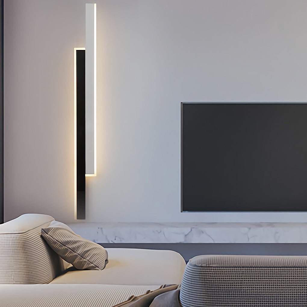 Vertical LED Wall Light, Nordic Minimalist Dual-Strip Acrylic Wall Sconce for Living Room and Hallway, Five Lengths and Dimming Options