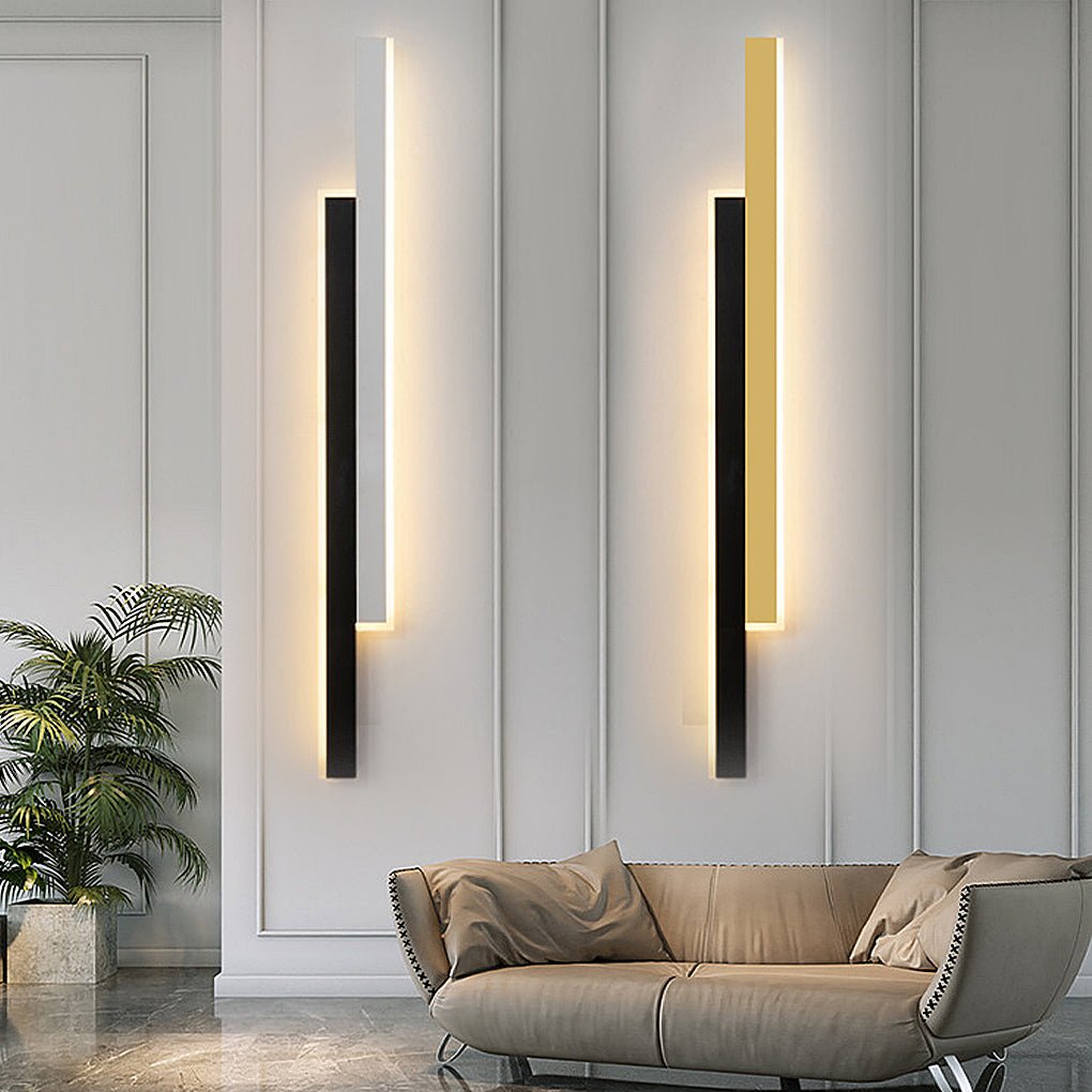 Vertical LED Wall Light, Nordic Minimalist Dual-Strip Acrylic Wall Sconce for Living Room and Hallway, Five Lengths and Dimming Options