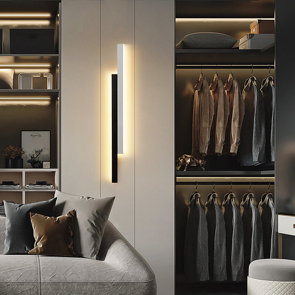 Vertical LED Wall Light, Nordic Minimalist Dual-Strip Acrylic Wall Sconce for Living Room and Hallway, Five Lengths and Dimming Options
