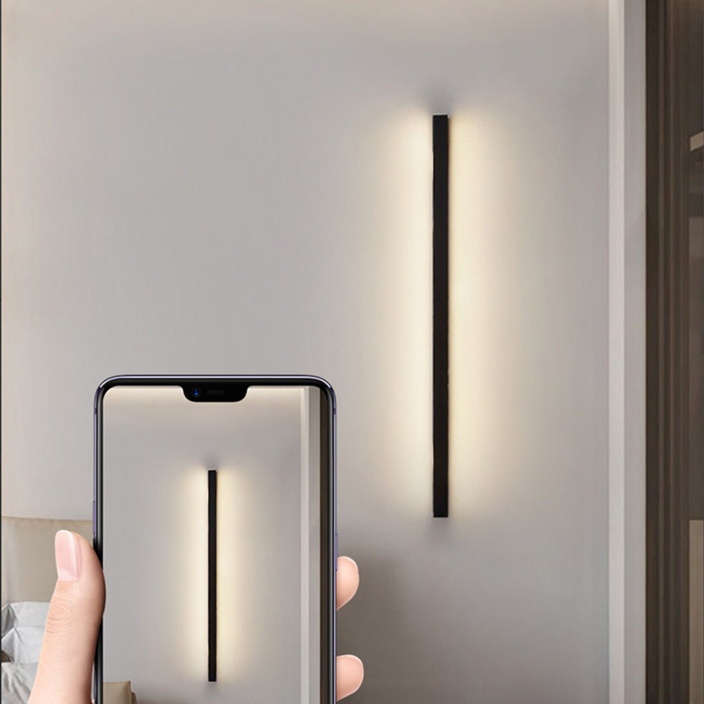 Modern Linear Wall Sconce, Black Aluminum LED Ambient Light Bar for Hallways and Living Rooms, Dimmable High-CRI Glow
