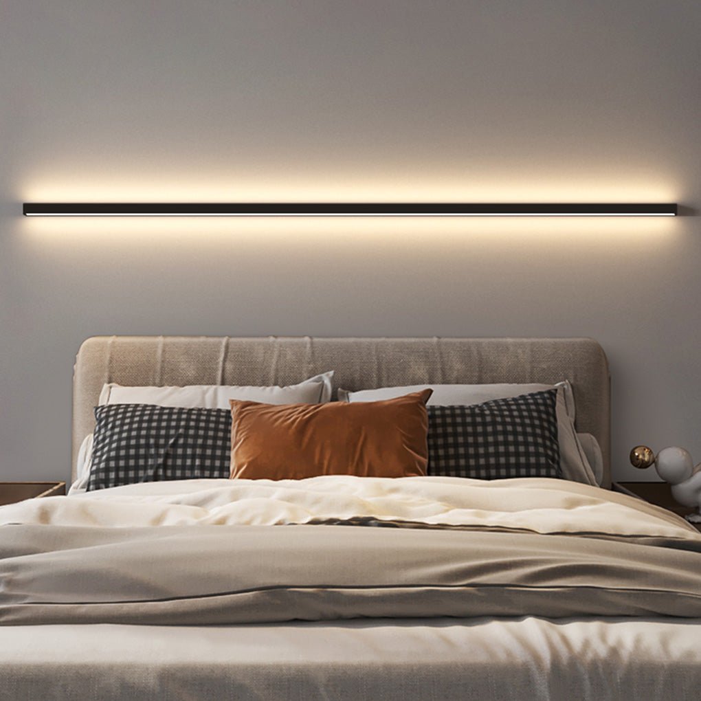 Modern Linear Wall Sconce, Black Aluminum LED Ambient Light Bar for Hallways and Living Rooms, Dimmable High-CRI Glow