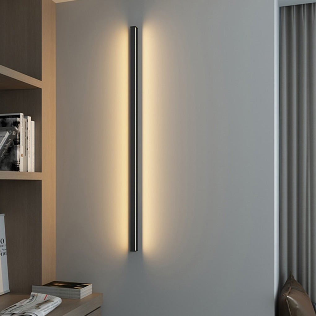 Modern Linear Wall Sconce, Black Aluminum LED Ambient Light Bar for Hallways and Living Rooms, Dimmable High-CRI Glow