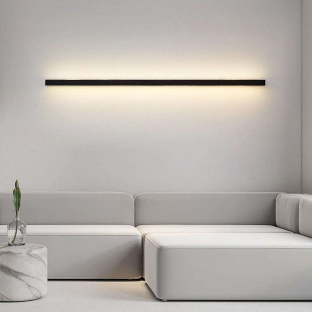 Modern Linear Wall Sconce, Black Aluminum LED Ambient Light Bar for Hallways and Living Rooms, Dimmable High-CRI Glow