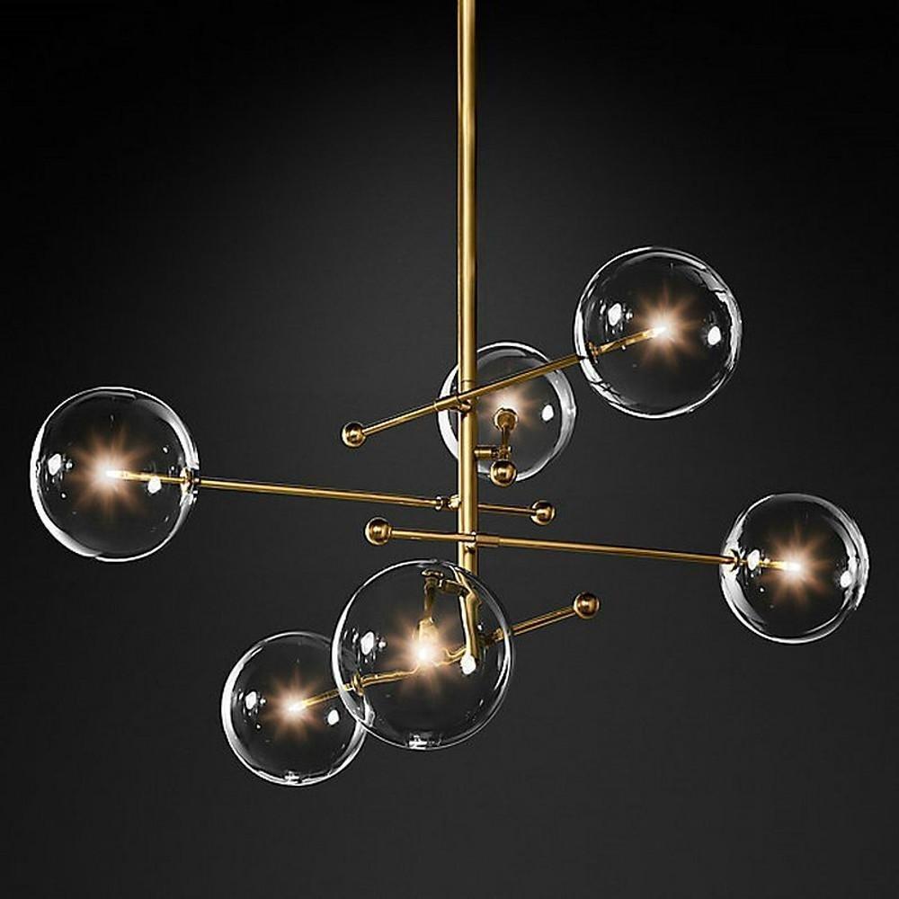 Copper geometric globe chandelier, third product view