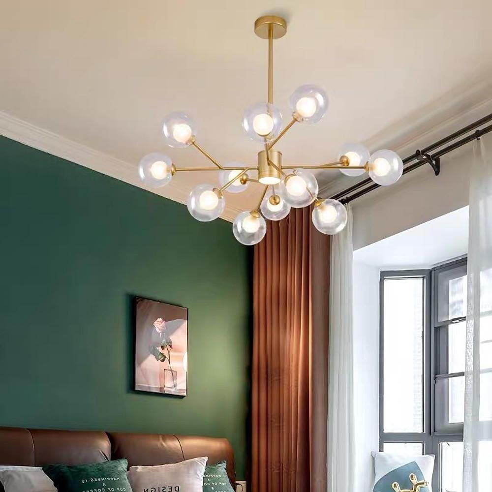 Gold metal and glass lantern chandelier, seventh product view