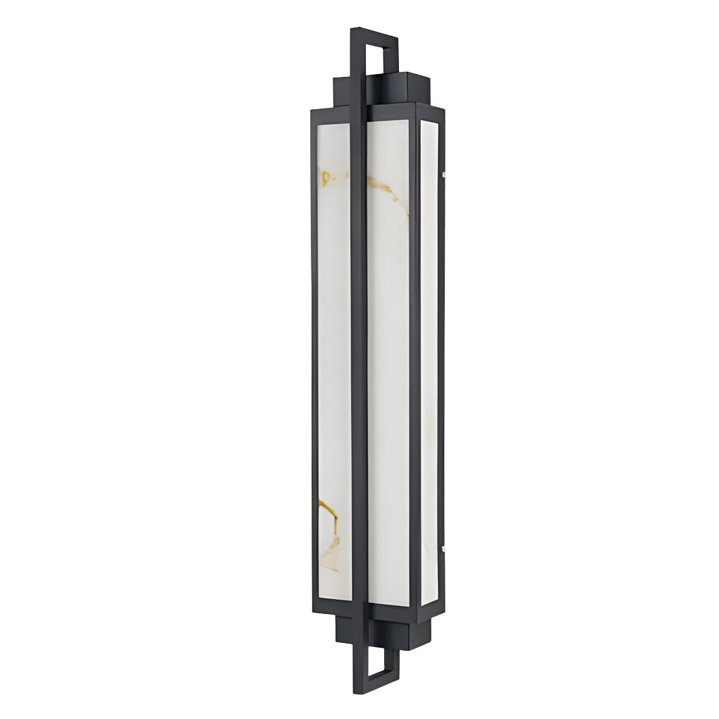 Outdoor Alabaster Wall Sconce, Modern Black Linear Faux Marble LED Light for Facades and Entrances, Three Heights IP65 Rated
