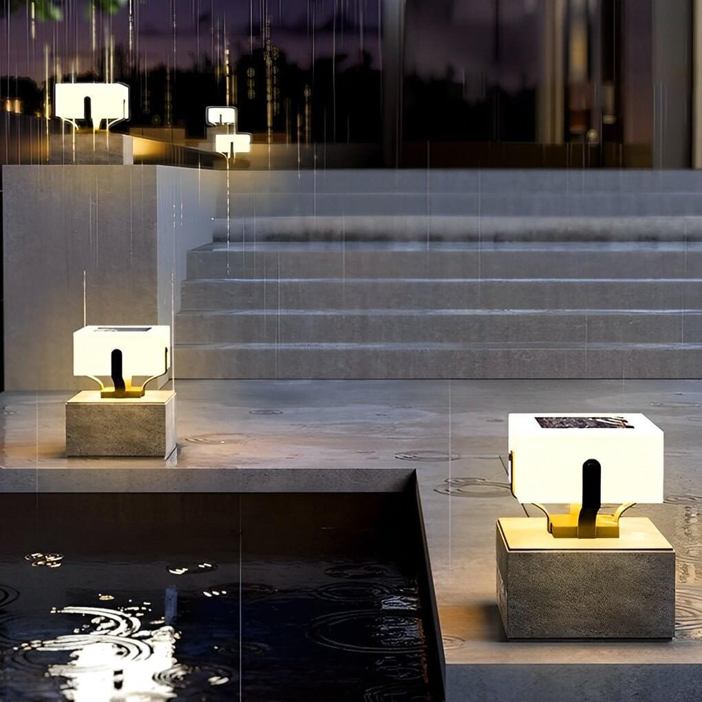 Square Brick Pillar Light, Modern Stainless Steel Waterproof LED Post Cap Lamp for Gate Columns, Solar or Hardwired