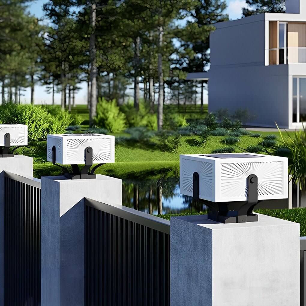 Square Brick Pillar Light, Modern Stainless Steel Waterproof LED Post Cap Lamp for Gate Columns, Solar or Hardwired