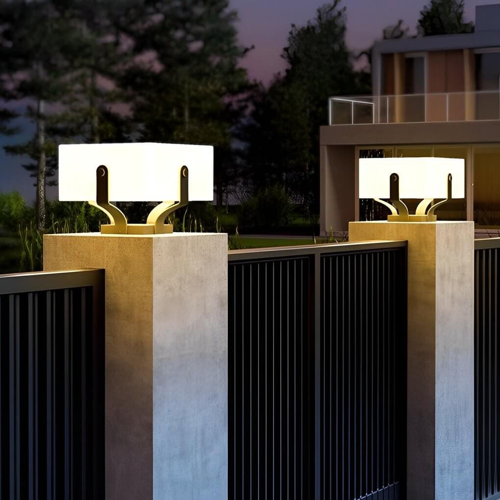 Square Brick Pillar Light, Modern Stainless Steel Waterproof LED Post Cap Lamp for Gate Columns, Solar or Hardwired