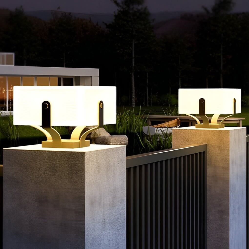 Square Brick Pillar Light, Modern Stainless Steel Waterproof LED Post Cap Lamp for Gate Columns, Solar or Hardwired