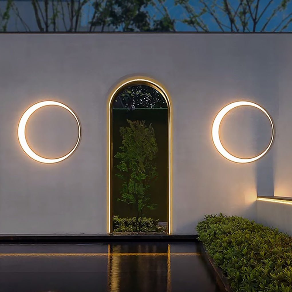 Moon Wall Light, Round Stainless Steel Waterproof LED Outdoor Fixture for Facade and Courtyard Walls, IP65 in Three Diameters