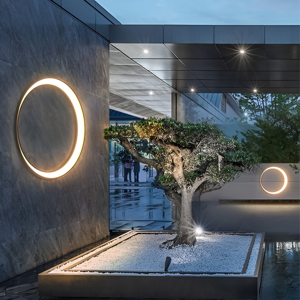 Moon Wall Light, Round Stainless Steel Waterproof LED Outdoor Fixture for Facade and Courtyard Walls, IP65 in Three Diameters
