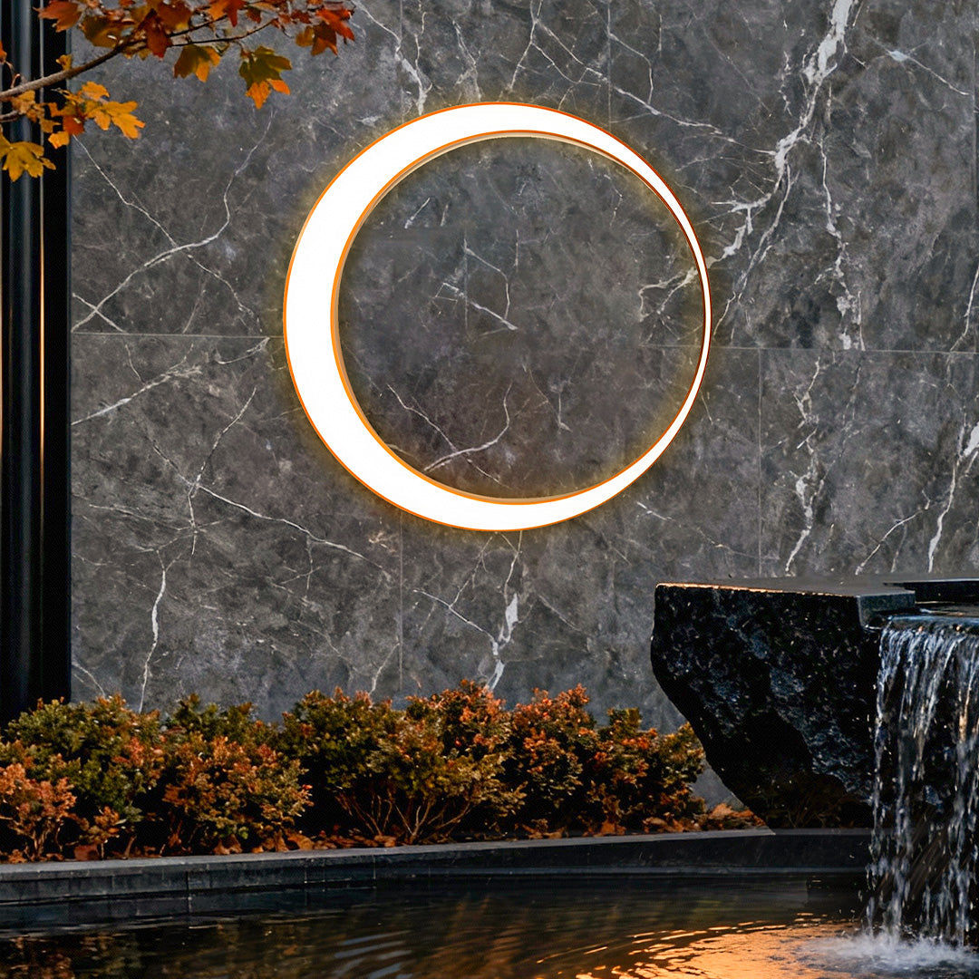 Moon Wall Light, Round Stainless Steel Waterproof LED Outdoor Fixture for Facade and Courtyard Walls, IP65 in Three Diameters