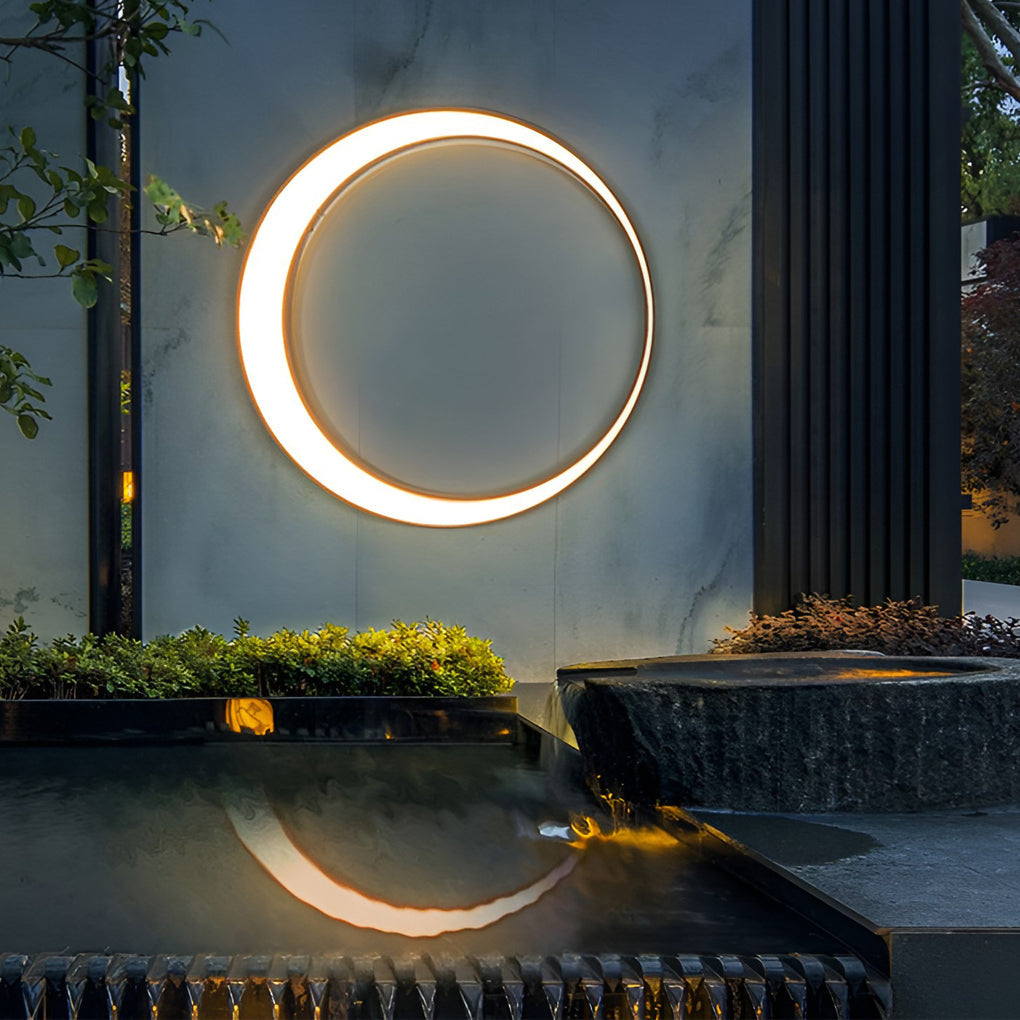 Moon Wall Light, Round Stainless Steel Waterproof LED Outdoor Fixture for Facade and Courtyard Walls, IP65 in Three Diameters