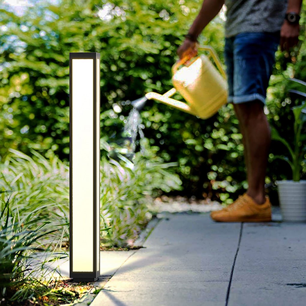 Garden Bollard Light, Waterproof Aluminum LED Path Fixture for Driveway and Walkway, Solar or Hardwired in Six Heights