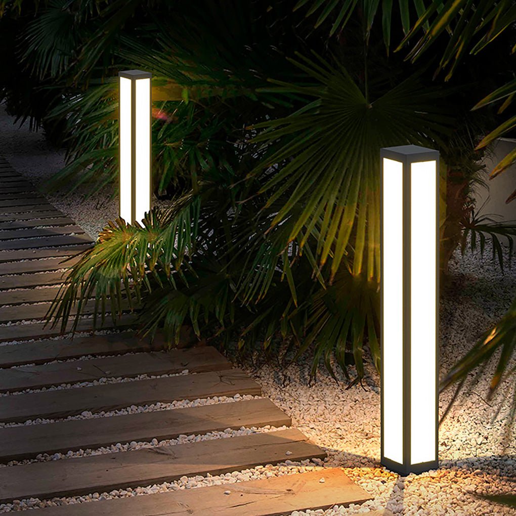 Garden Bollard Light, Waterproof Aluminum LED Path Fixture for Driveway and Walkway, Solar or Hardwired in Six Heights