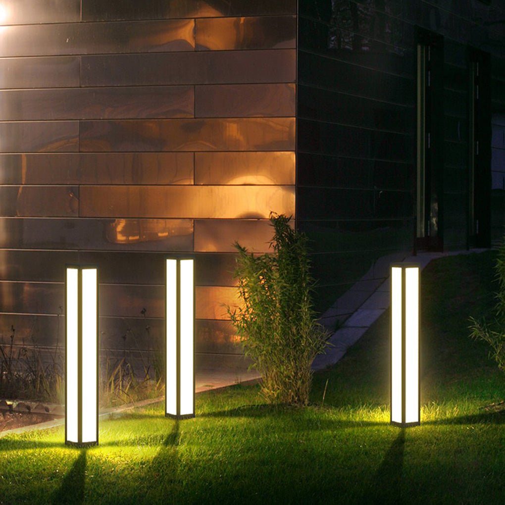 Garden Bollard Light, Waterproof Aluminum LED Path Fixture for Driveway and Walkway, Solar or Hardwired in Six Heights