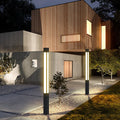 Garden Bollard Light, Waterproof Aluminum LED Path Fixture for Driveway and Walkway, Solar or Hardwired in Six Heights