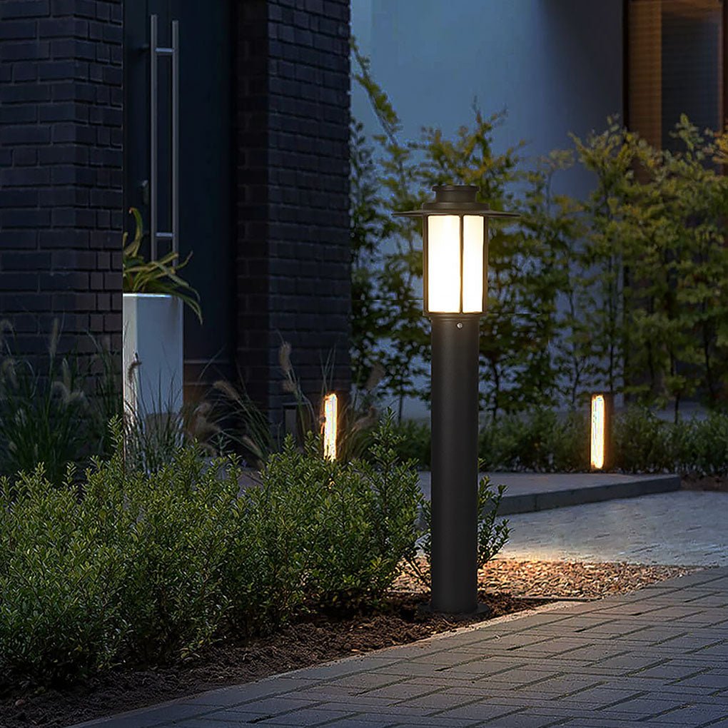 Minimalist metal LED landscape bollard light, third product view