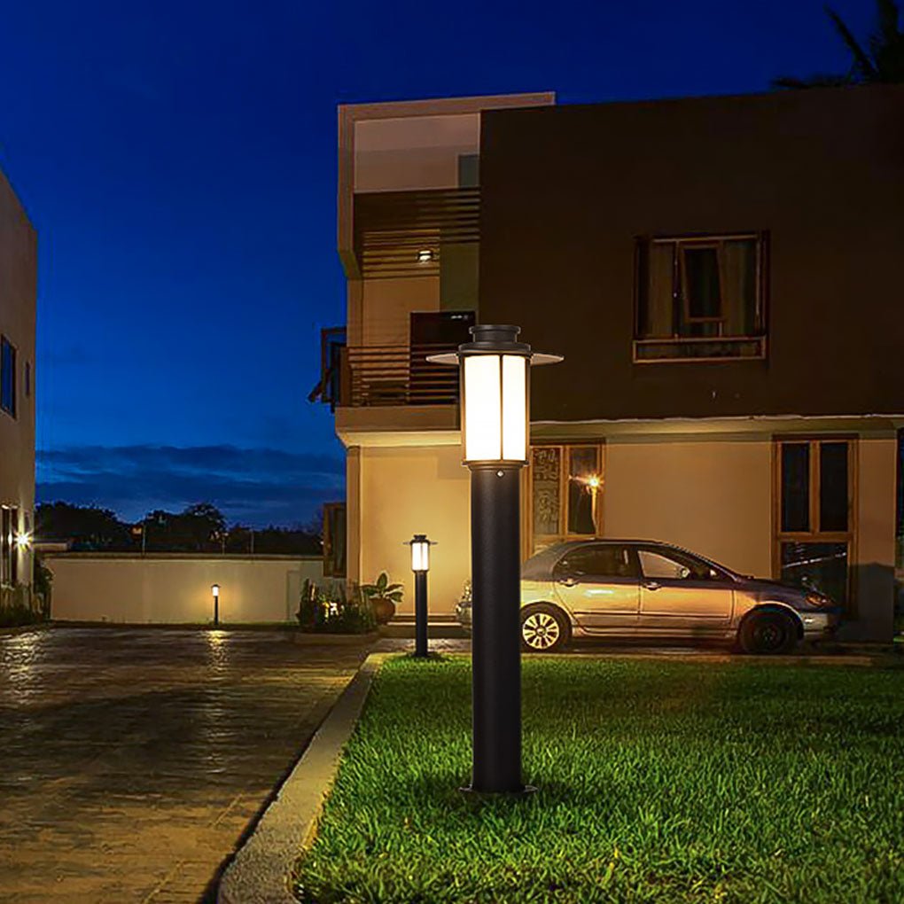 Minimalist metal LED landscape bollard light, main product view