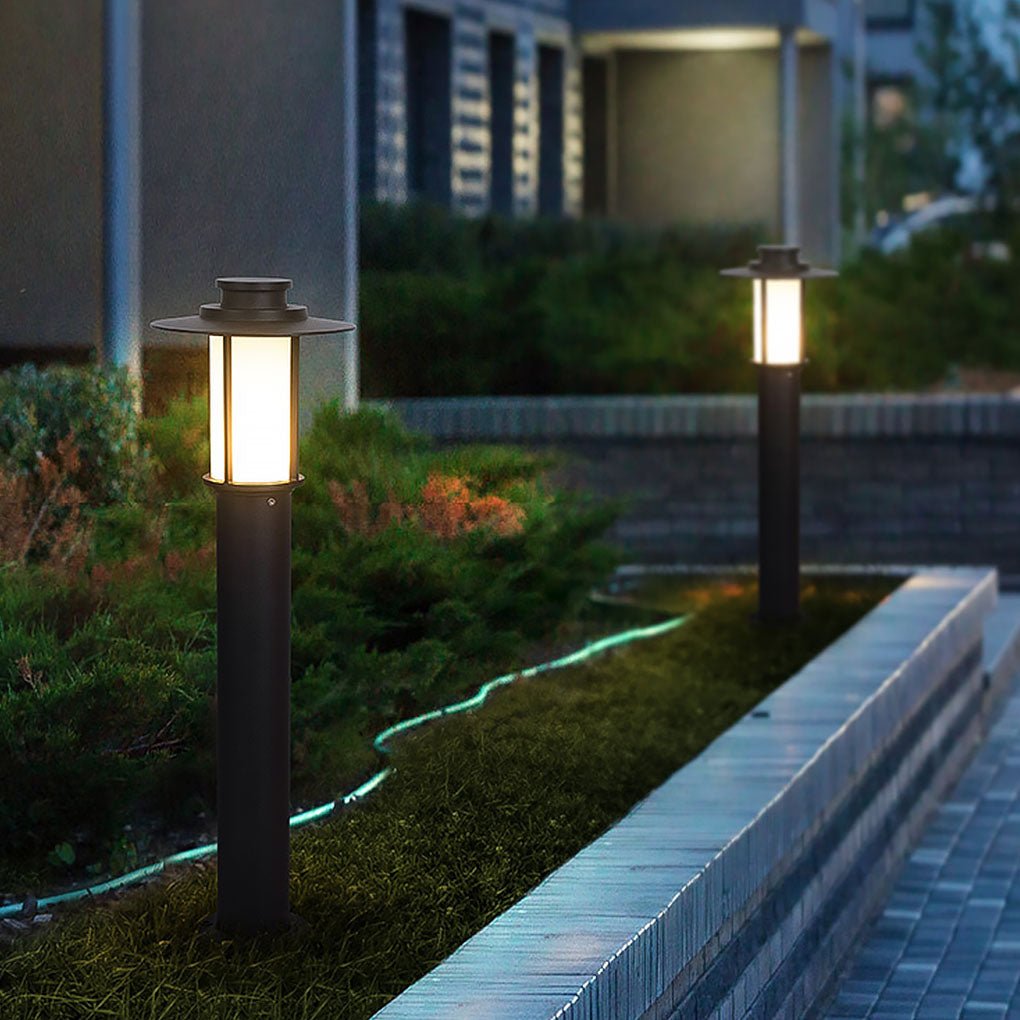 Minimalist metal LED landscape bollard light, fourth product view
