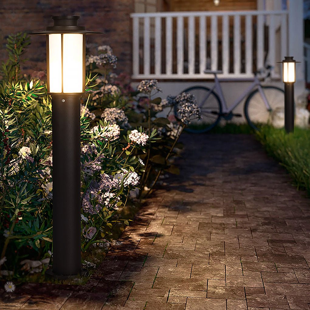 Minimalist metal LED landscape bollard light, second product view