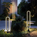 Oval Ring Solar Light, Sleek Black Aluminum LED Landscape Lamp for Gardens and Courtyards, Ground Insert or Base Mounting