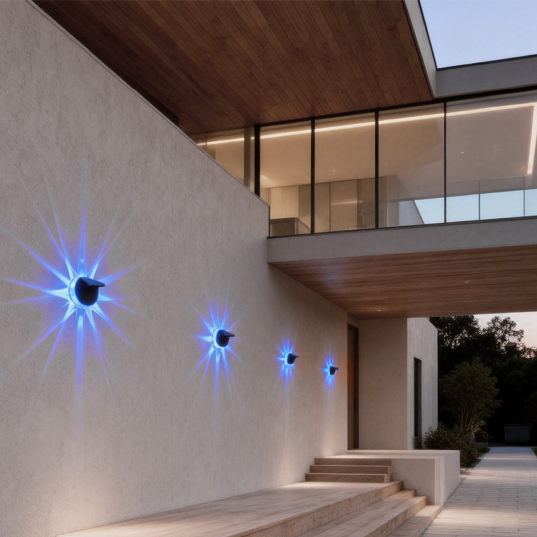 Solar Patio Wall Light, Petal-Design LED Outdoor Sconce for Decks and Fences, Remote-Controlled Modes with RGB Option