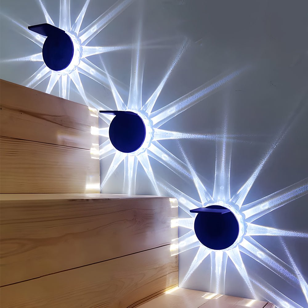Solar Patio Wall Light, Petal-Design LED Outdoor Sconce for Decks and Fences, Remote-Controlled Modes with RGB Option