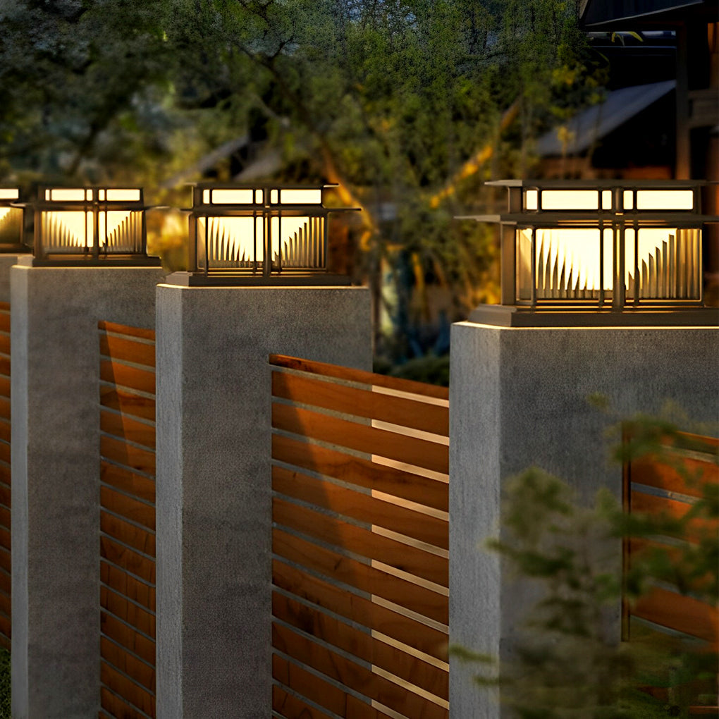 Porch Pillar Light, Stainless Steel and Copper LED Post Cap Lamp for Gate Columns and Fence Posts, Solar or Hardwired IP65 Rated