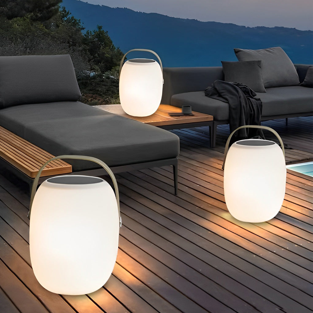 Outdoor Solar Lantern, Portable Wood-Grain LED Floor Lamp for Patios and Garden Paths, IP65 Waterproof with 6-8 Hour Runtime