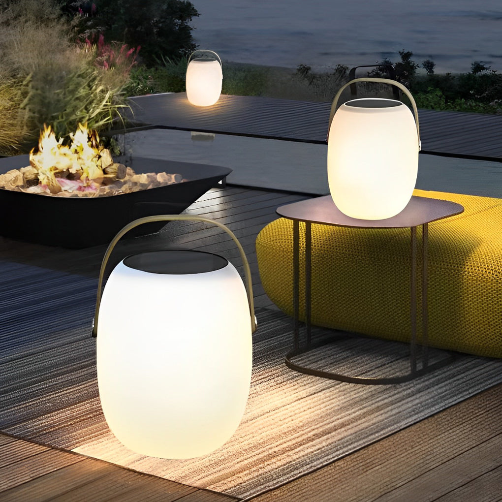 Outdoor Solar Lantern, Portable Wood-Grain LED Floor Lamp for Patios and Garden Paths, IP65 Waterproof with 6-8 Hour Runtime