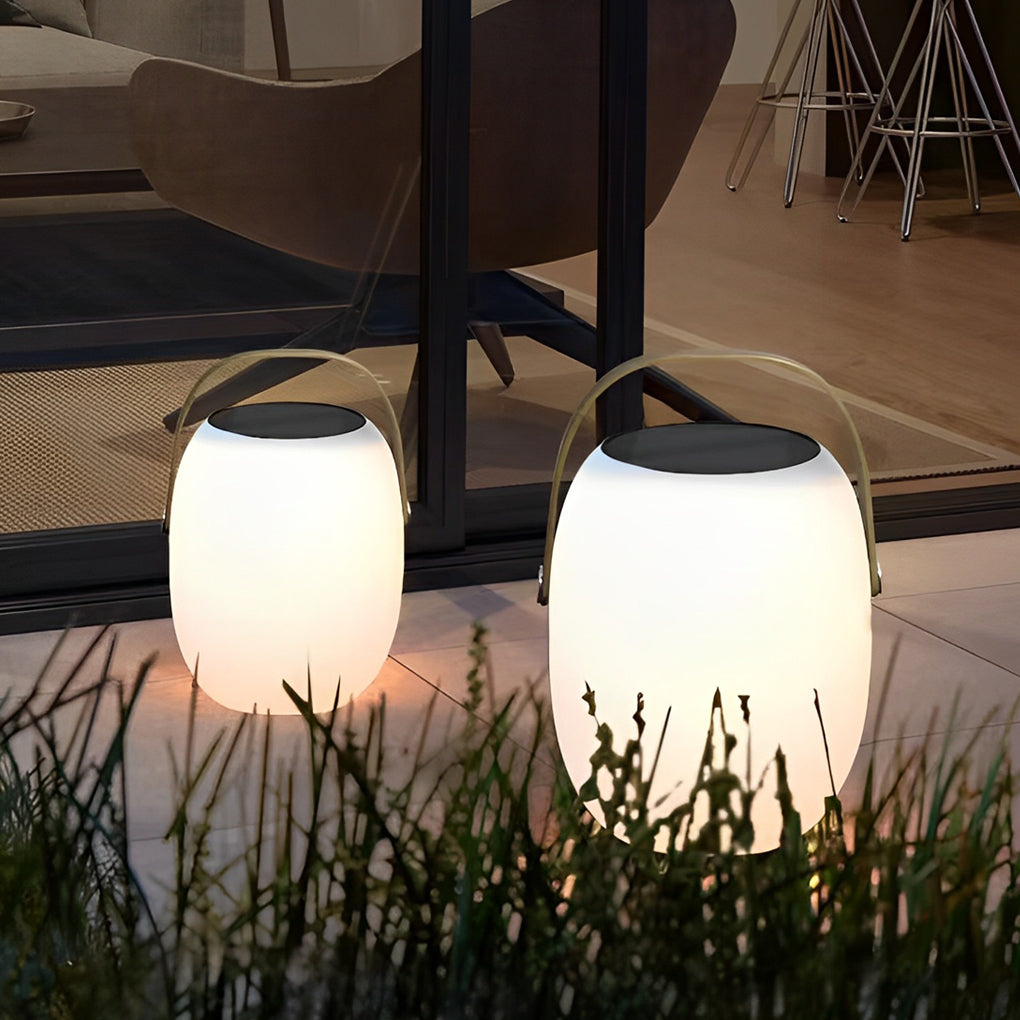 Outdoor Solar Lantern, Portable Wood-Grain LED Floor Lamp for Patios and Garden Paths, IP65 Waterproof with 6-8 Hour Runtime