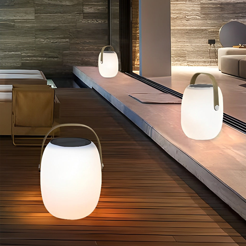 Outdoor Solar Lantern, Portable Wood-Grain LED Floor Lamp for Patios and Garden Paths, IP65 Waterproof with 6-8 Hour Runtime