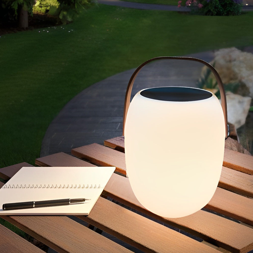 Outdoor Solar Lantern, Portable Wood-Grain LED Floor Lamp for Patios and Garden Paths, IP65 Waterproof with 6-8 Hour Runtime