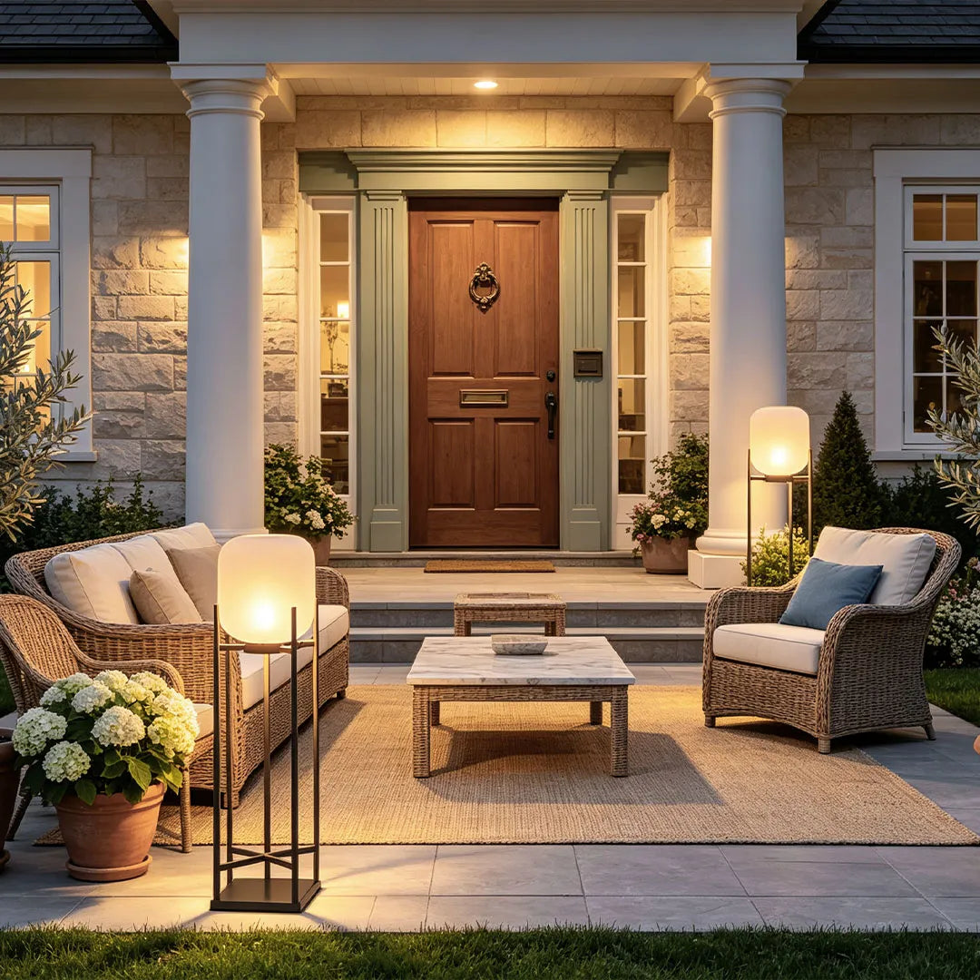 Outdoor Standing Lantern Light, Stainless Steel Floor Lamp for Gardens and Terraces, Solar or Hardwired Warm White Glow