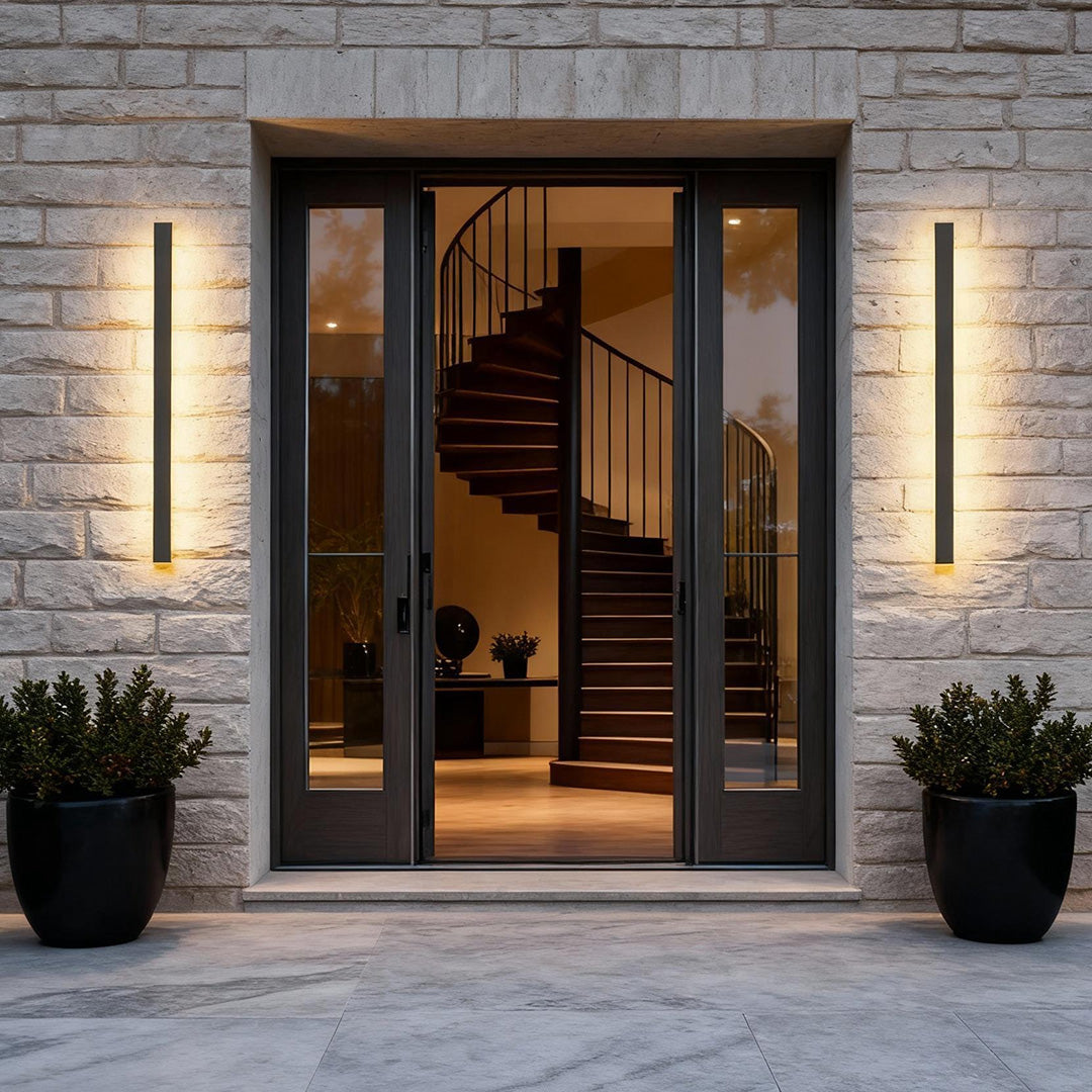 Linear LED Outdoor Wall Light, Black Minimalist Strip Sconce for Porch and Facade, Seven Lengths from 24 to 94 Inches