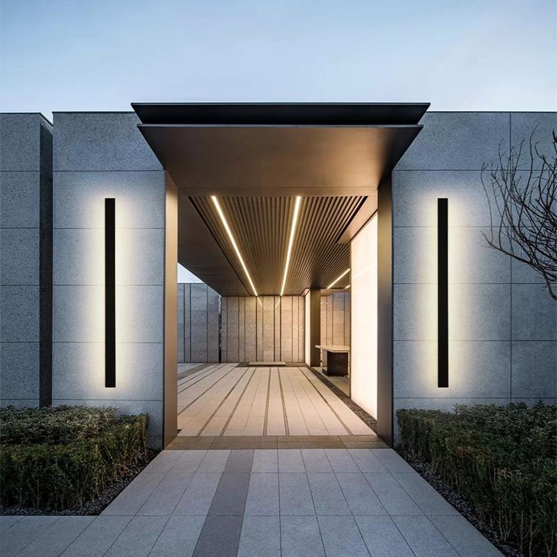 Linear LED Outdoor Wall Light, Black Minimalist Strip Sconce for Porch and Facade, Seven Lengths from 24 to 94 Inches