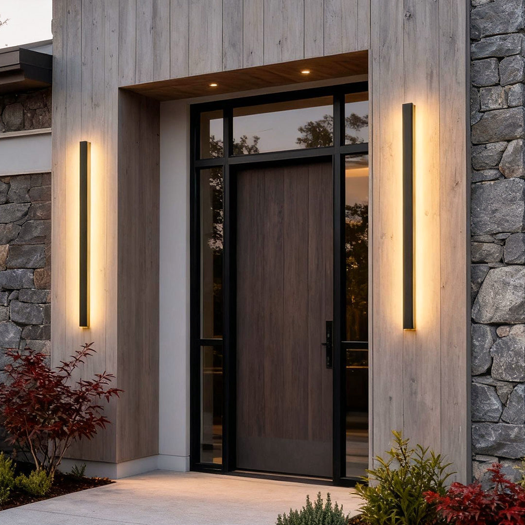 Linear LED Outdoor Wall Light, Black Minimalist Strip Sconce for Porch and Facade, Seven Lengths from 24 to 94 Inches