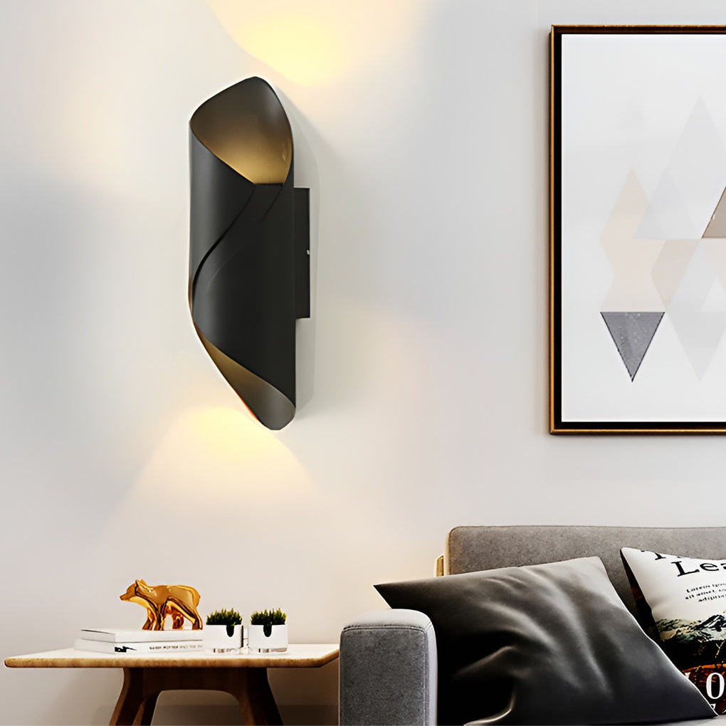Up Down Wall Light, Aluminum and Glass LED Cylinder Sconce for Porches and Living Spaces, IP65 in Four Finishes with Gold Accents