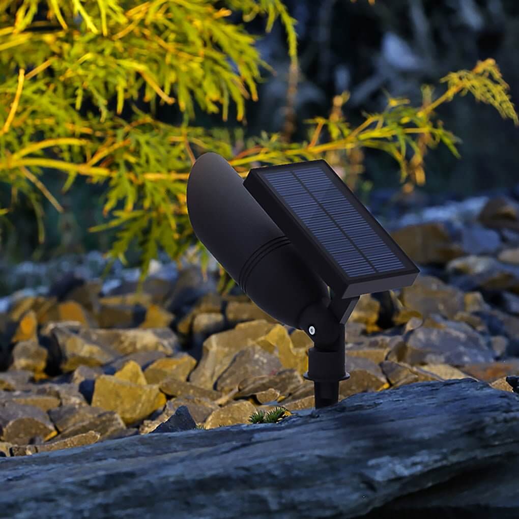 Solar Spotlight for Trees, Adjustable Aluminum Outdoor Uplight for Courtyards and Lawns, IP65 Waterproof with Solar or Hardwired Power