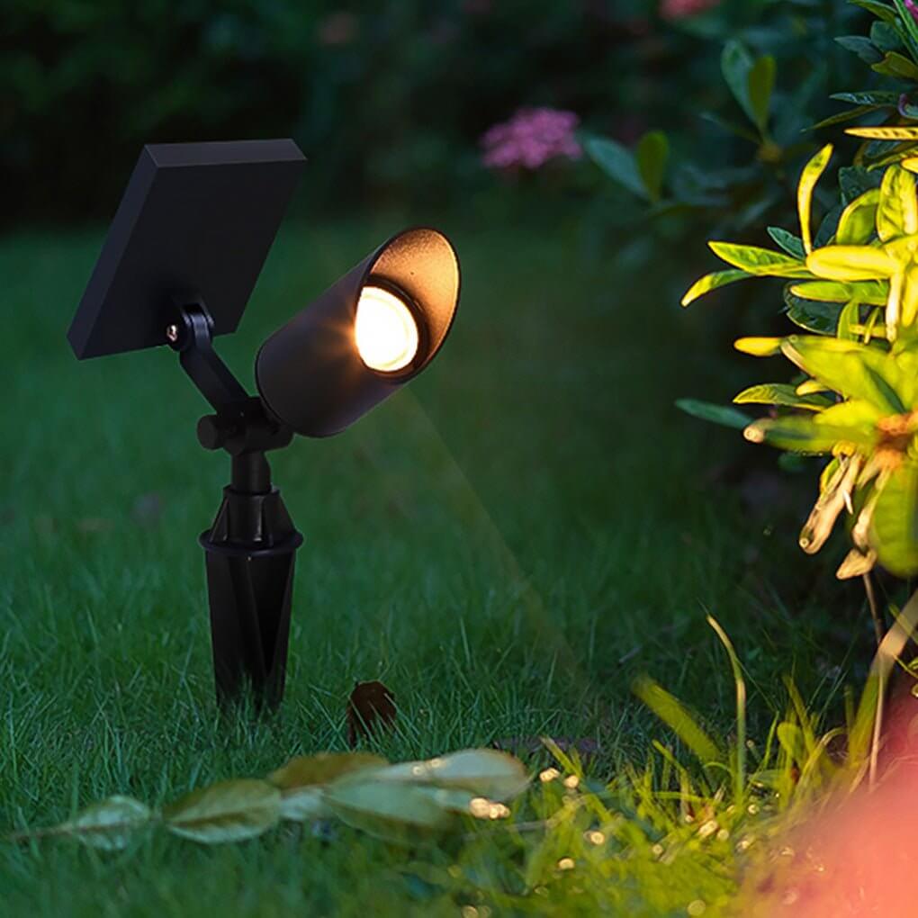 Solar Spotlight for Trees, Adjustable Aluminum Outdoor Uplight for Courtyards and Lawns, IP65 Waterproof with Solar or Hardwired Power