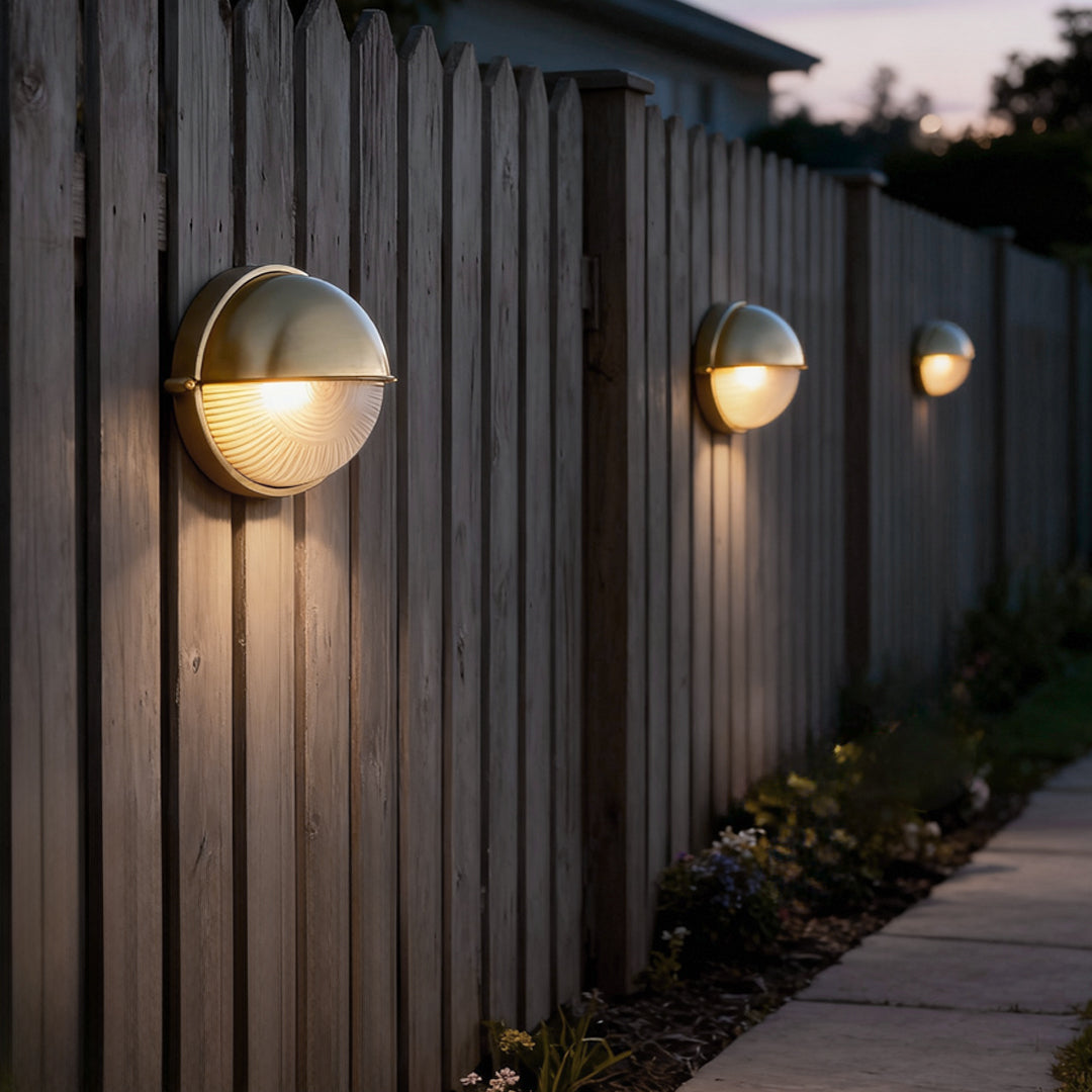 Bulkhead Wall Light, Retro Industrial Die-Cast Aluminum Waterproof Sconce for Entry and Garden Walls, IP65 in Cement Gray or Gold
