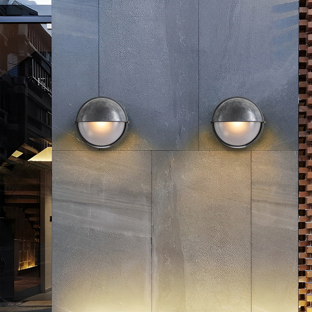 Bulkhead Wall Light, Retro Industrial Die-Cast Aluminum Waterproof Sconce for Entry and Garden Walls, IP65 in Cement Gray or Gold